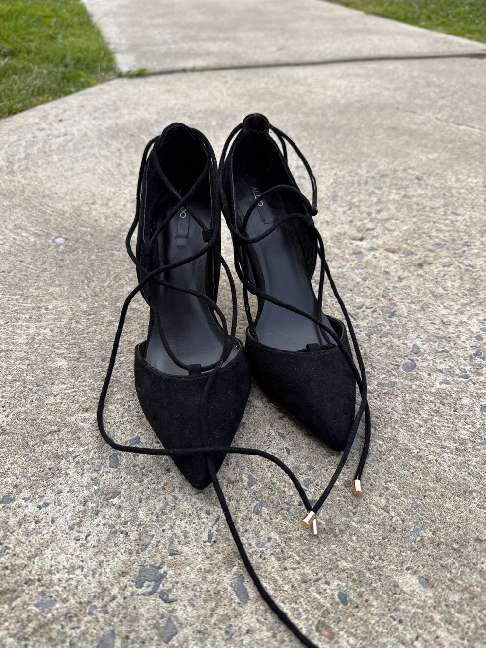 Aldo Black Lace-Up Pointed Toe Women's Heels